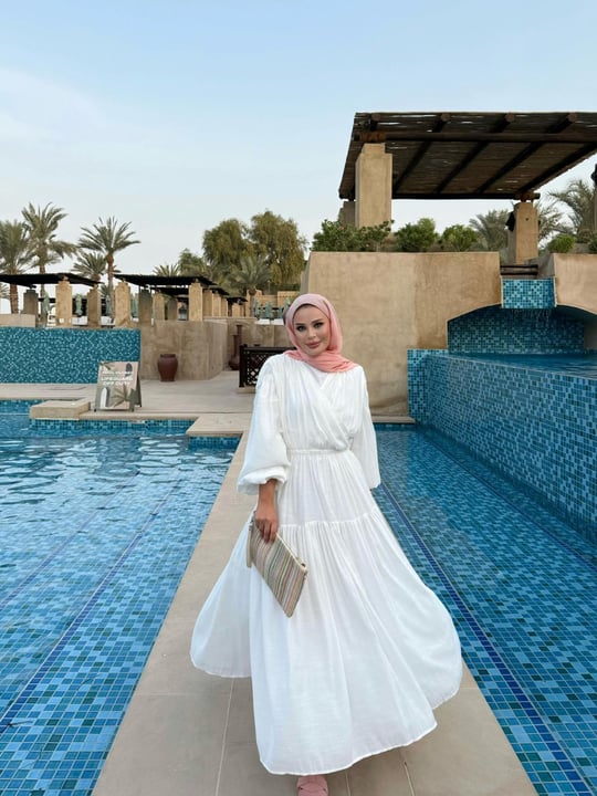 Casual Wrap Dress - Ecru