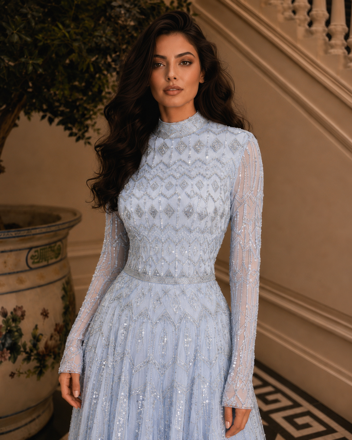 Couture Reem Evening Dress - Blue