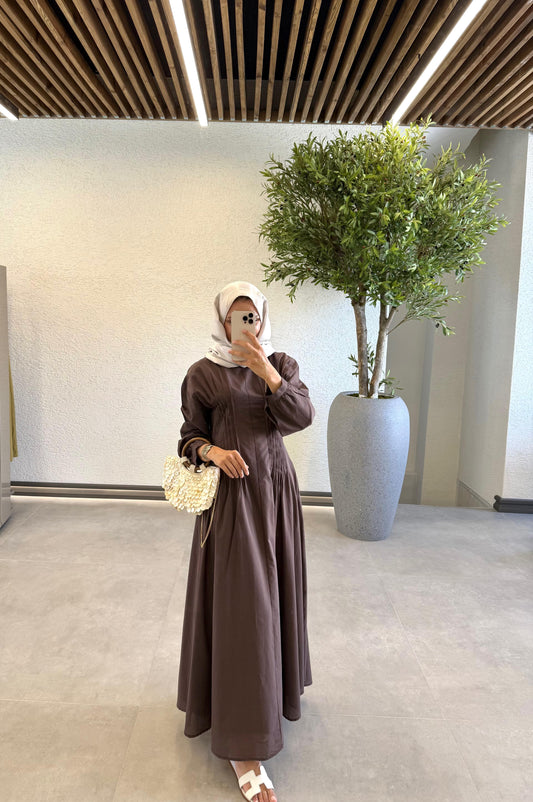 Monica Drapped Dress-Brown