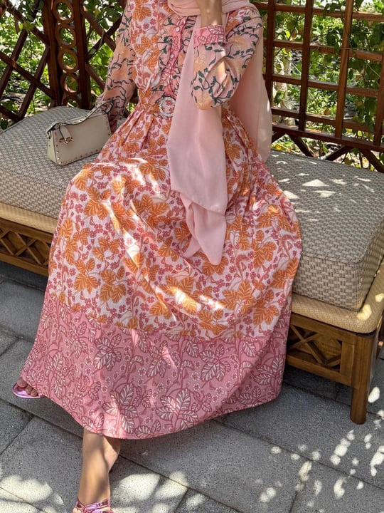 Floral Crystal Belted Dress
