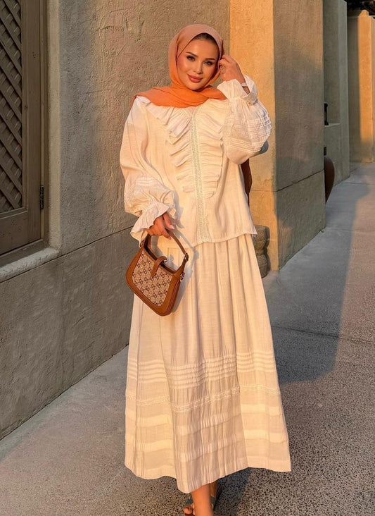 Dosha Skirt Set – Cream Colour Two-Piece Outfit