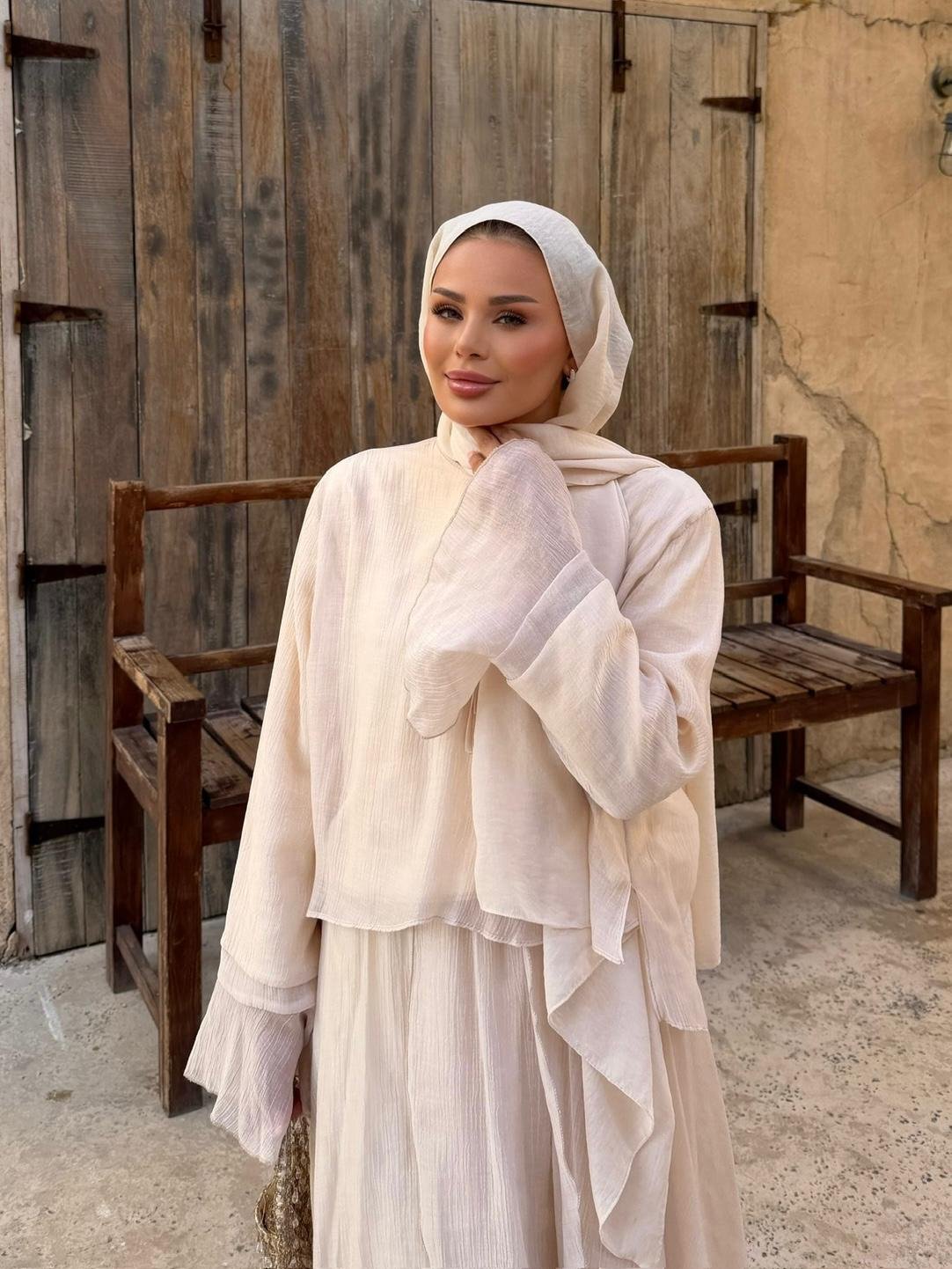 Aurora Flowy Skirt Set – Beige