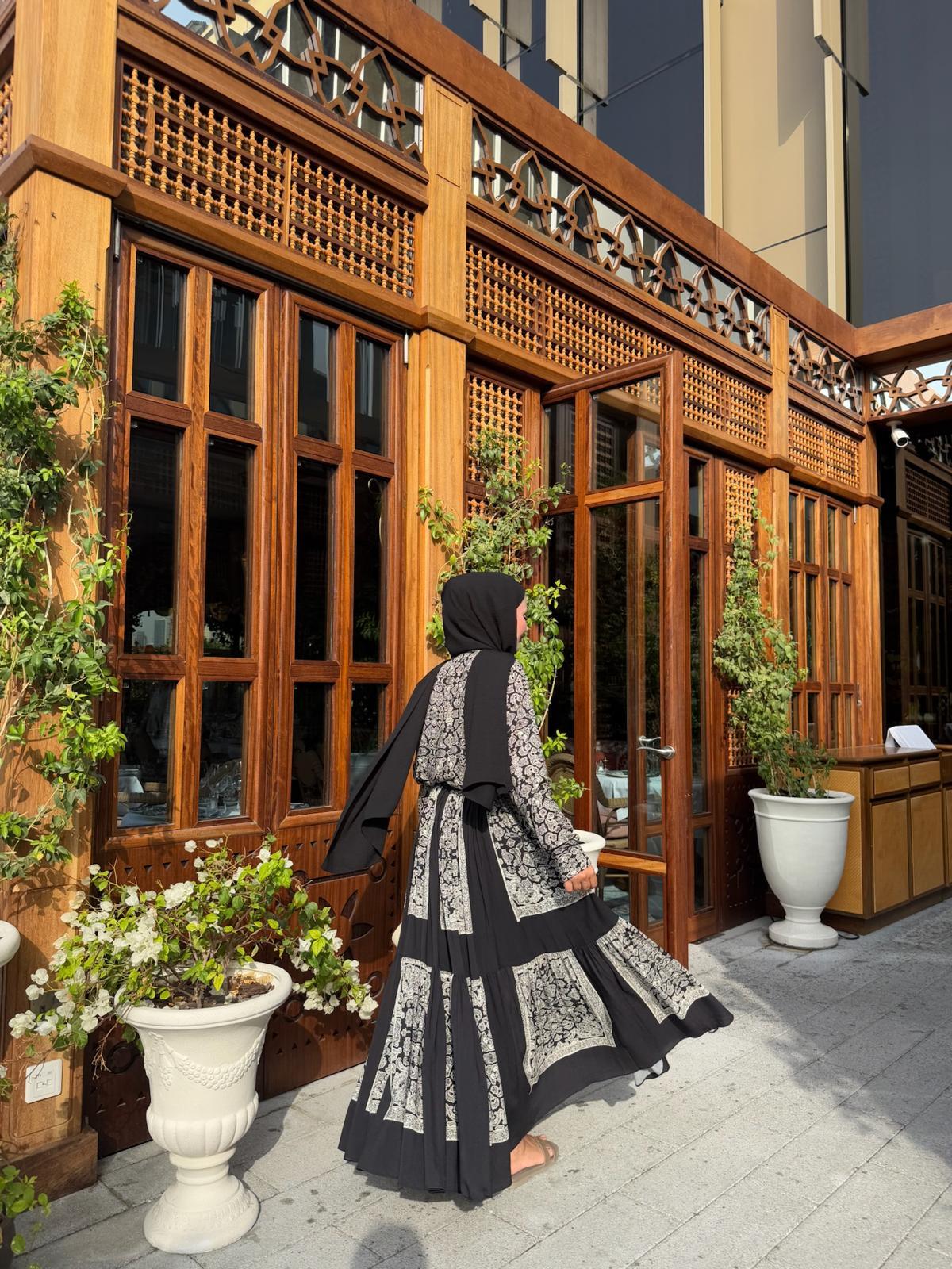 Lightweight Ethnic Shirt and Skirt Co-Ord in Black