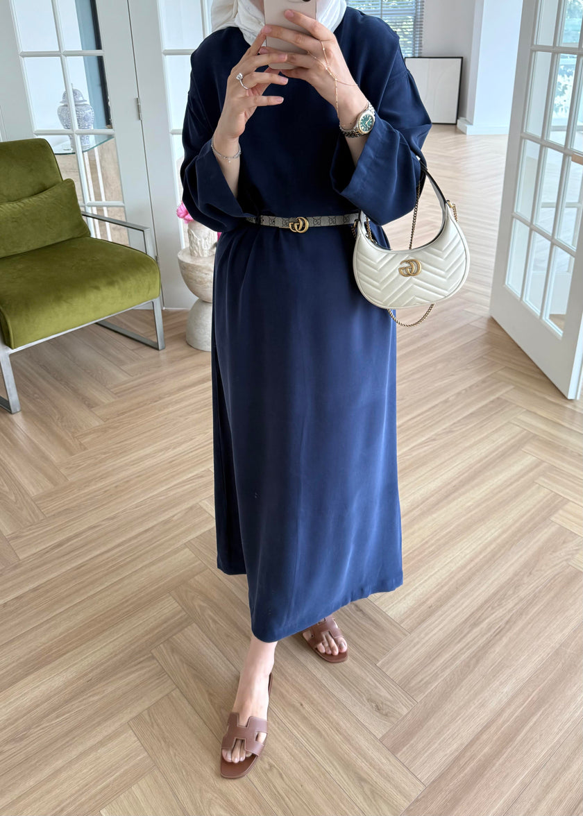 Tencel Basic Maxi Dress - Navy Blue