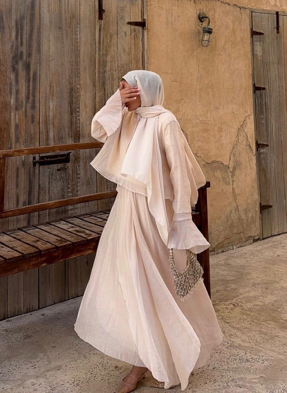 Aurora Flowy Skirt Set – Beige