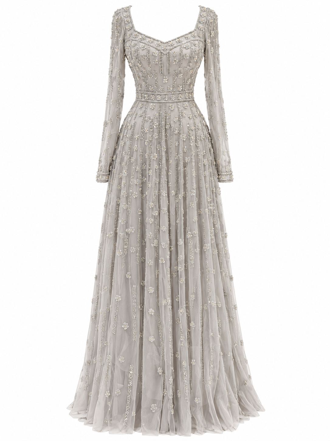 Couture Estella Evening Dress - Gray
