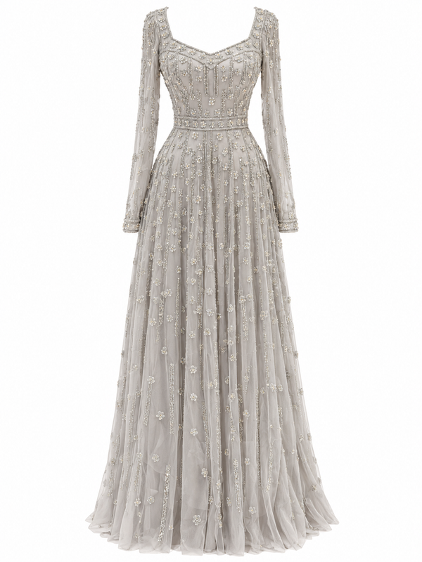 Couture Estella Evening Dress - Gray