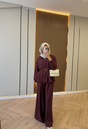 Belted Oysh Set – Burgundy