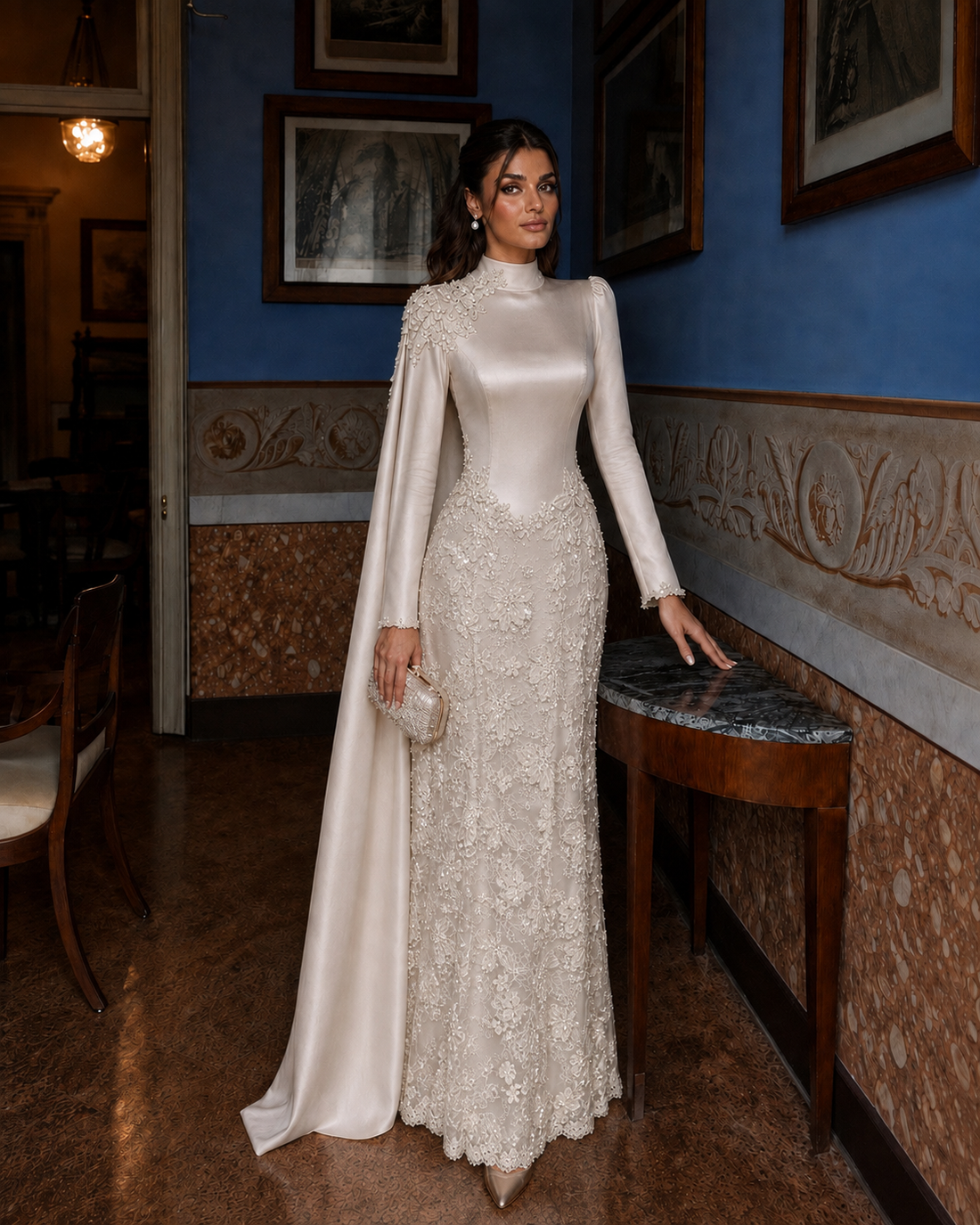 Pera Beige Couture Dress