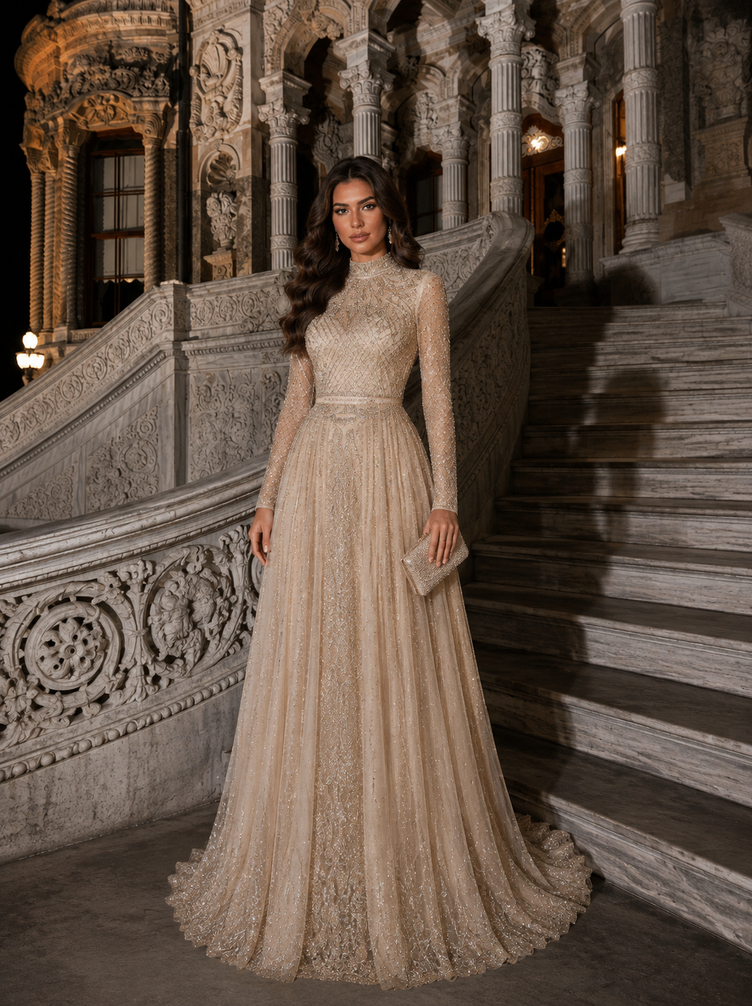 Couture Roxelana Evening Dress - Cream