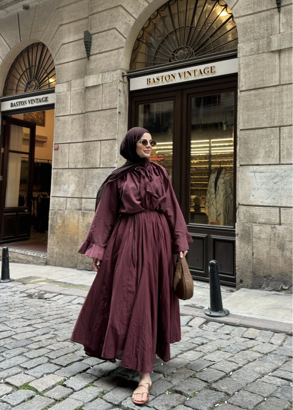 Burgundy Voile Shirt and Skirt Set