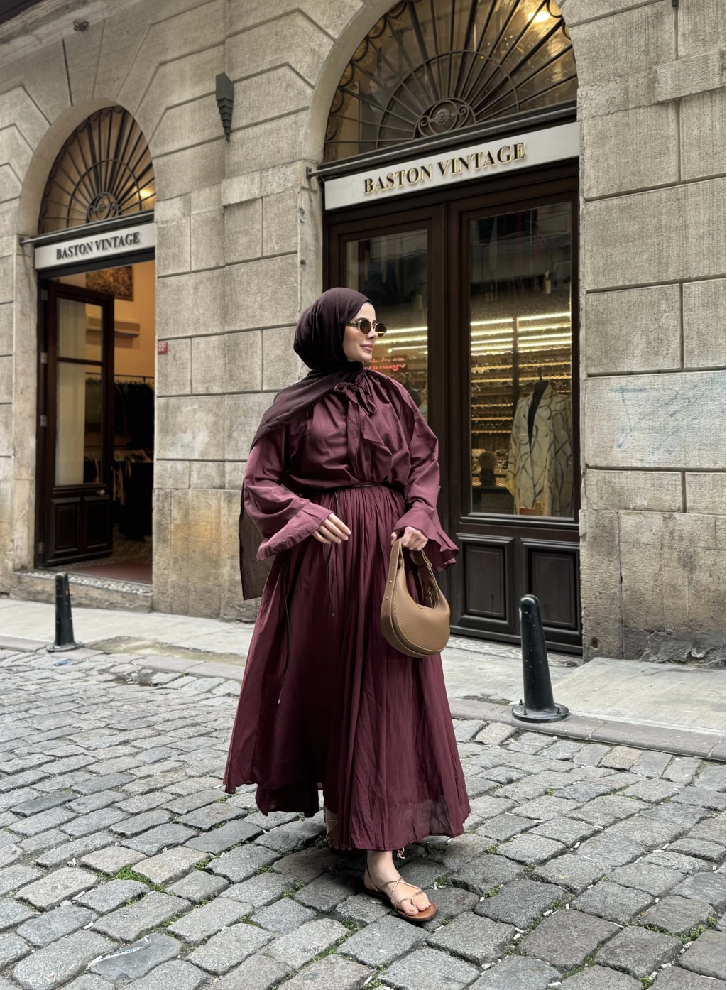 Burgundy Voile Shirt and Skirt Set