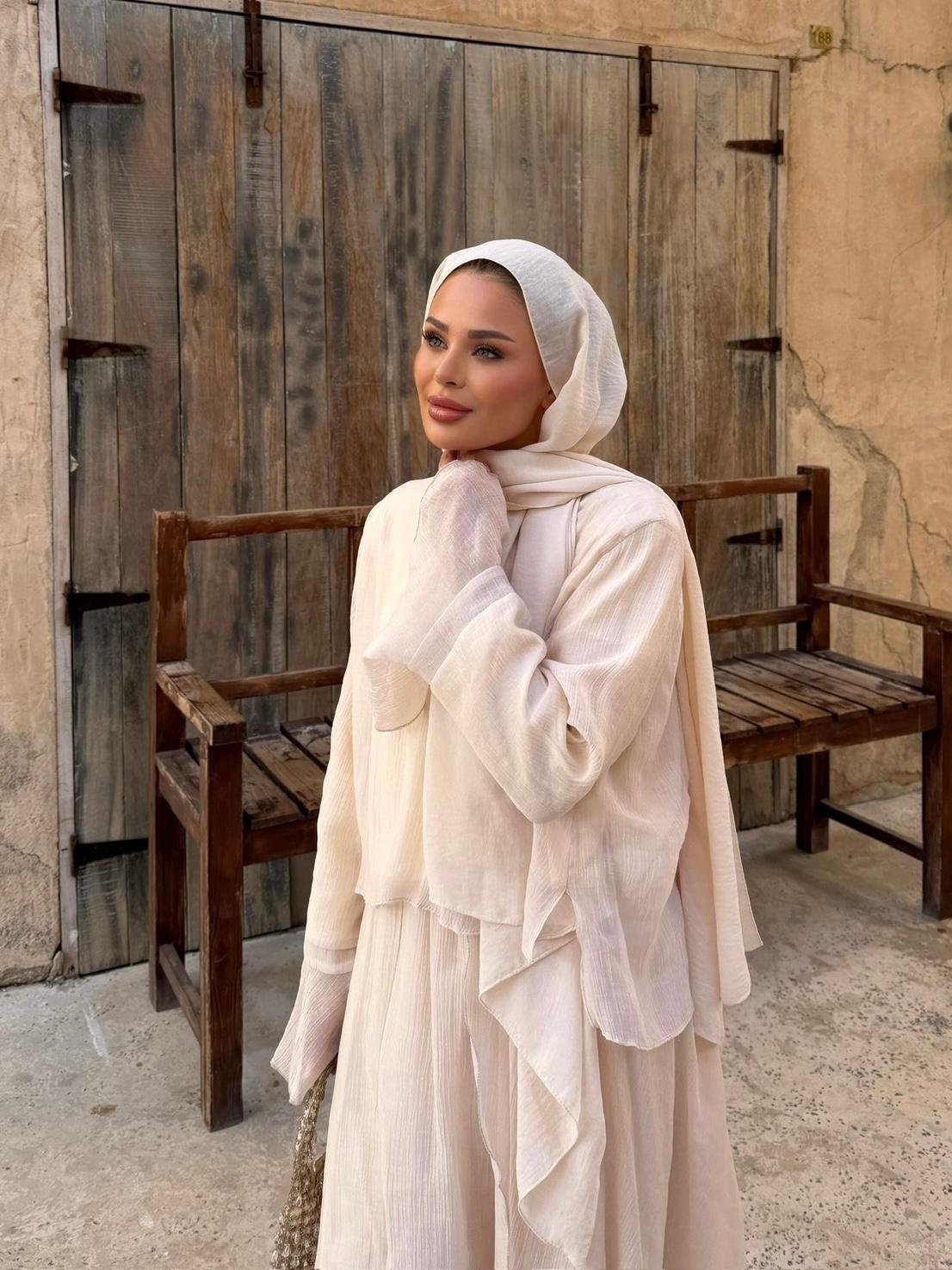 Aurora Flowy Skirt Set – Beige