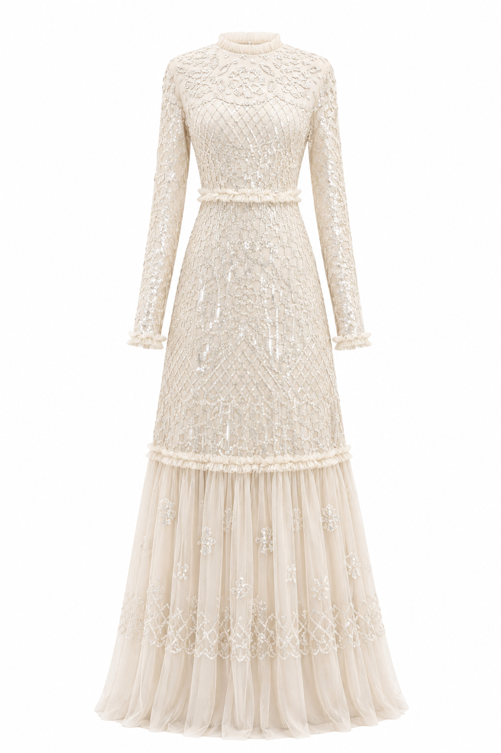 Couture Peony Evening Dress - Cream