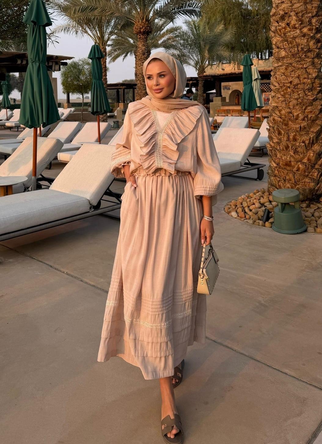 Dosha Skirt Set – Beige Colour Two-Piece Outfit