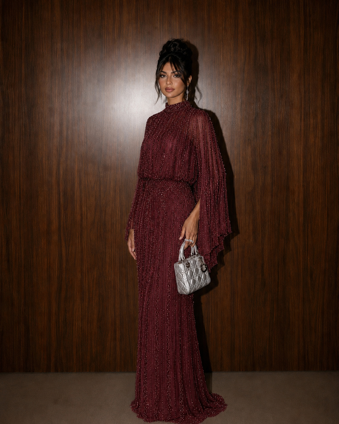 Couture Ghalia Evening Dress - Burgundy