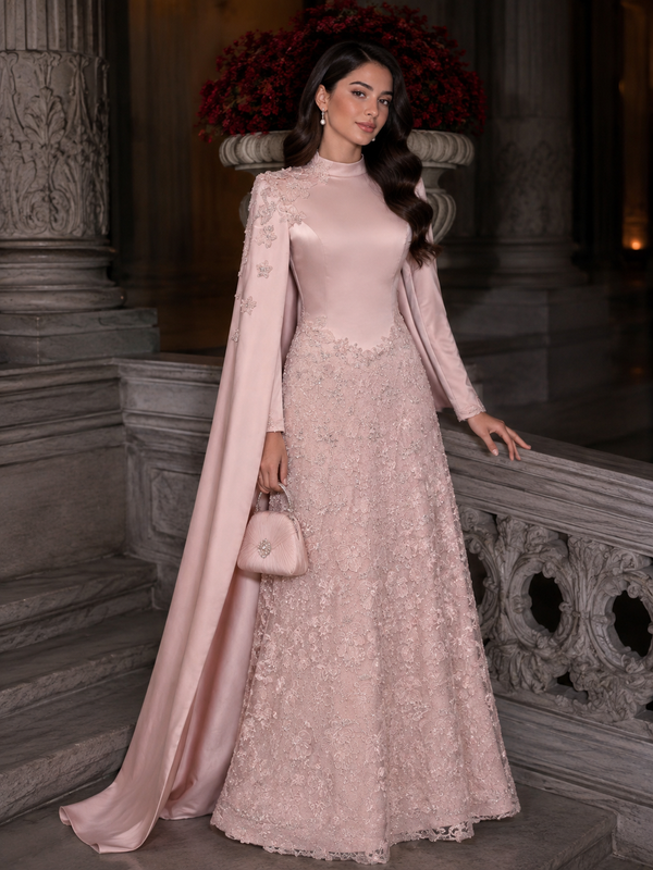Pera Powder Pink Couture Dress