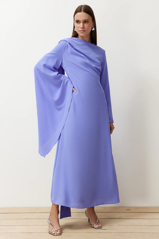 Lavender Shawl-Detail Evening Dress