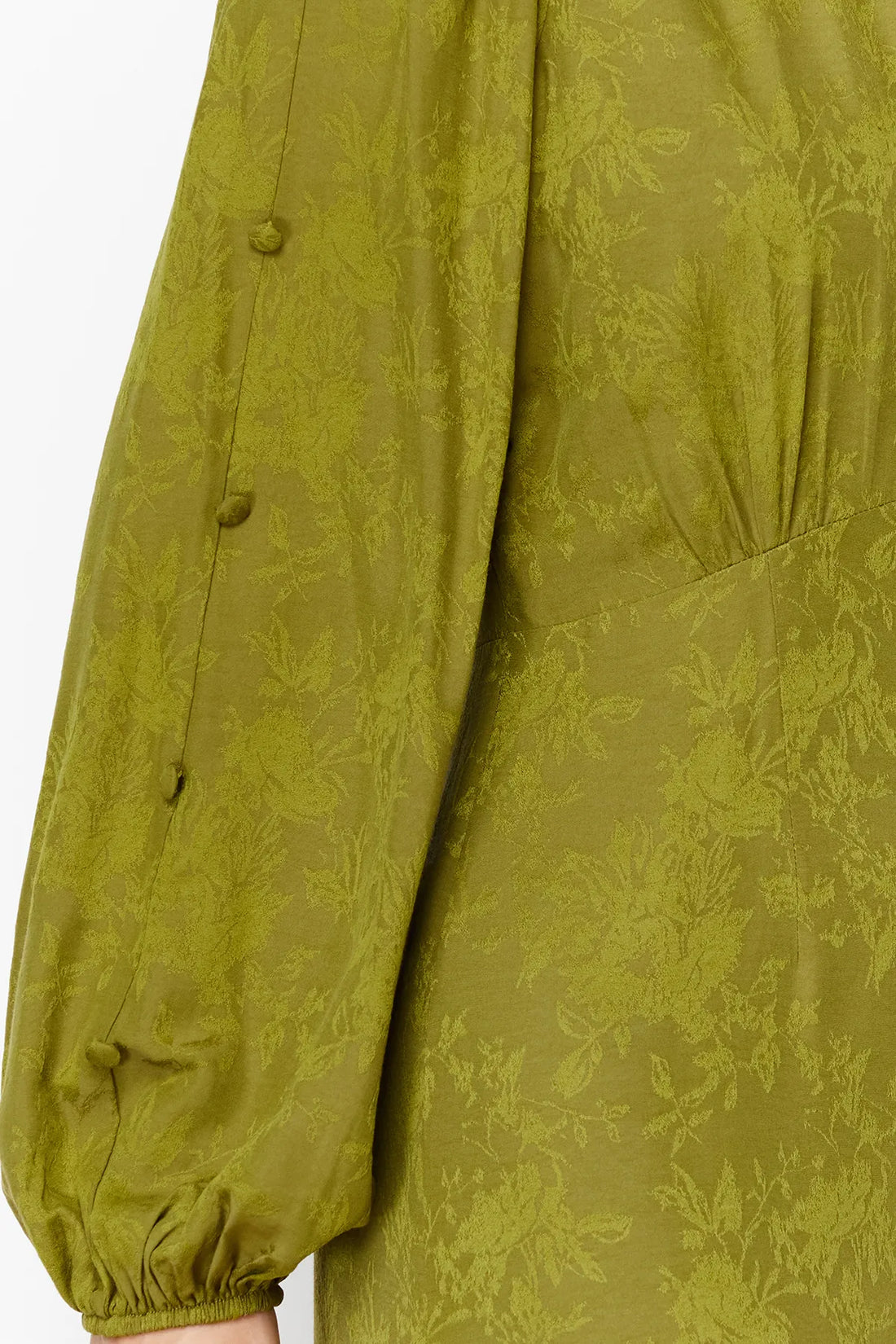 Khaki Jacquard Floral Dress - sonafey