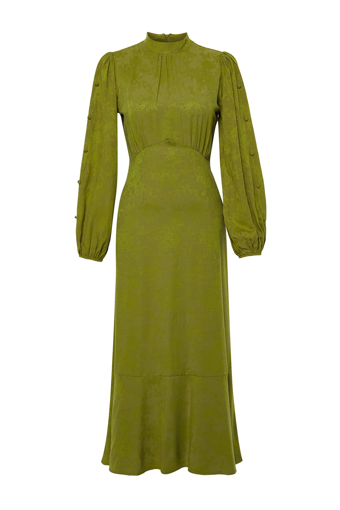 Khaki Jacquard Floral Dress - sonafey