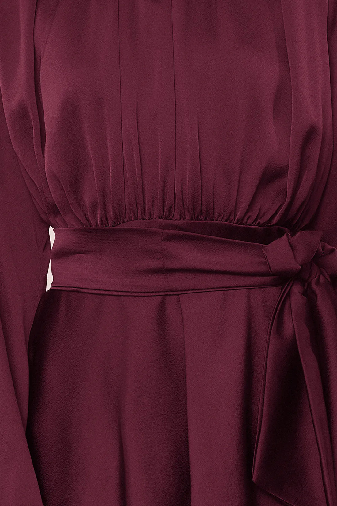Burgundy Layered Satin Evening Dress - sonafey