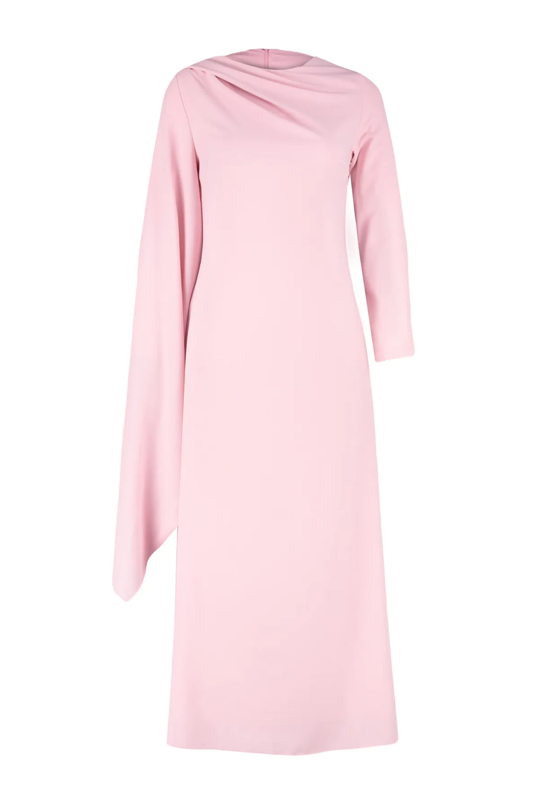 Powder Pink Shawl-Detail Evening Dress - sonafey