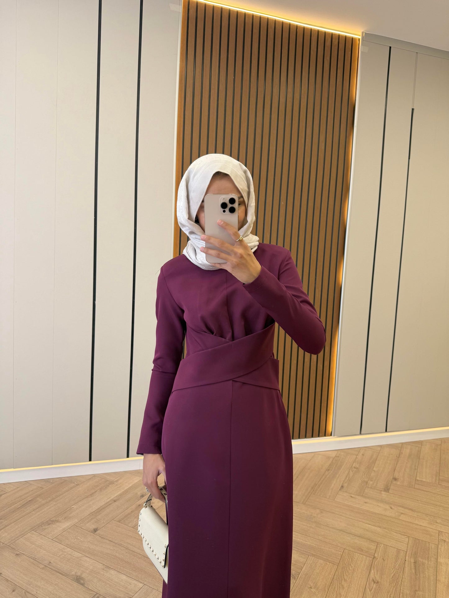 Cross-Belt Detail Dress – Plum