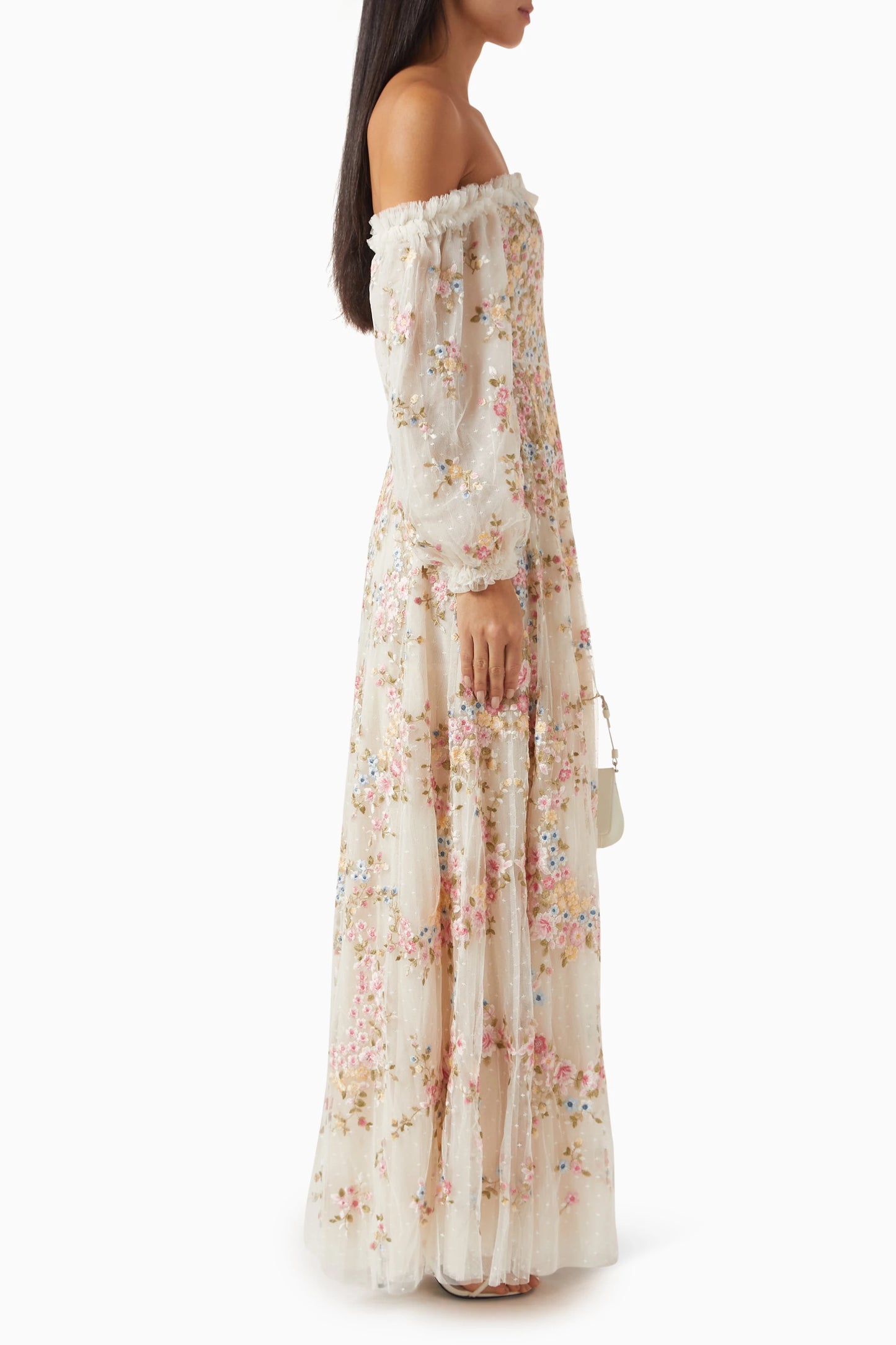 Needle & Thread Lunaria Wreath Off-shoulder Gown