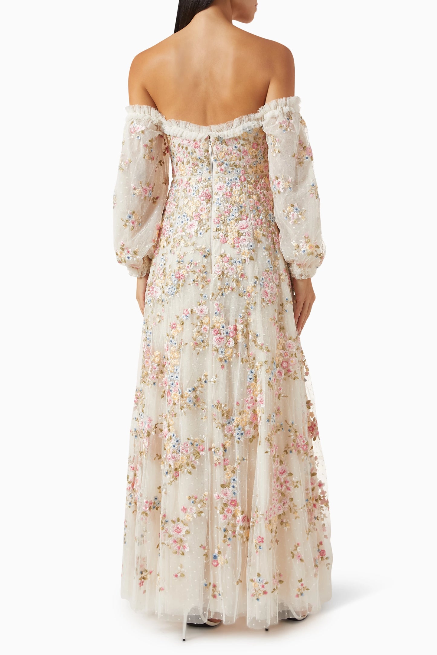 Needle & Thread Lunaria Wreath Off-shoulder Gown