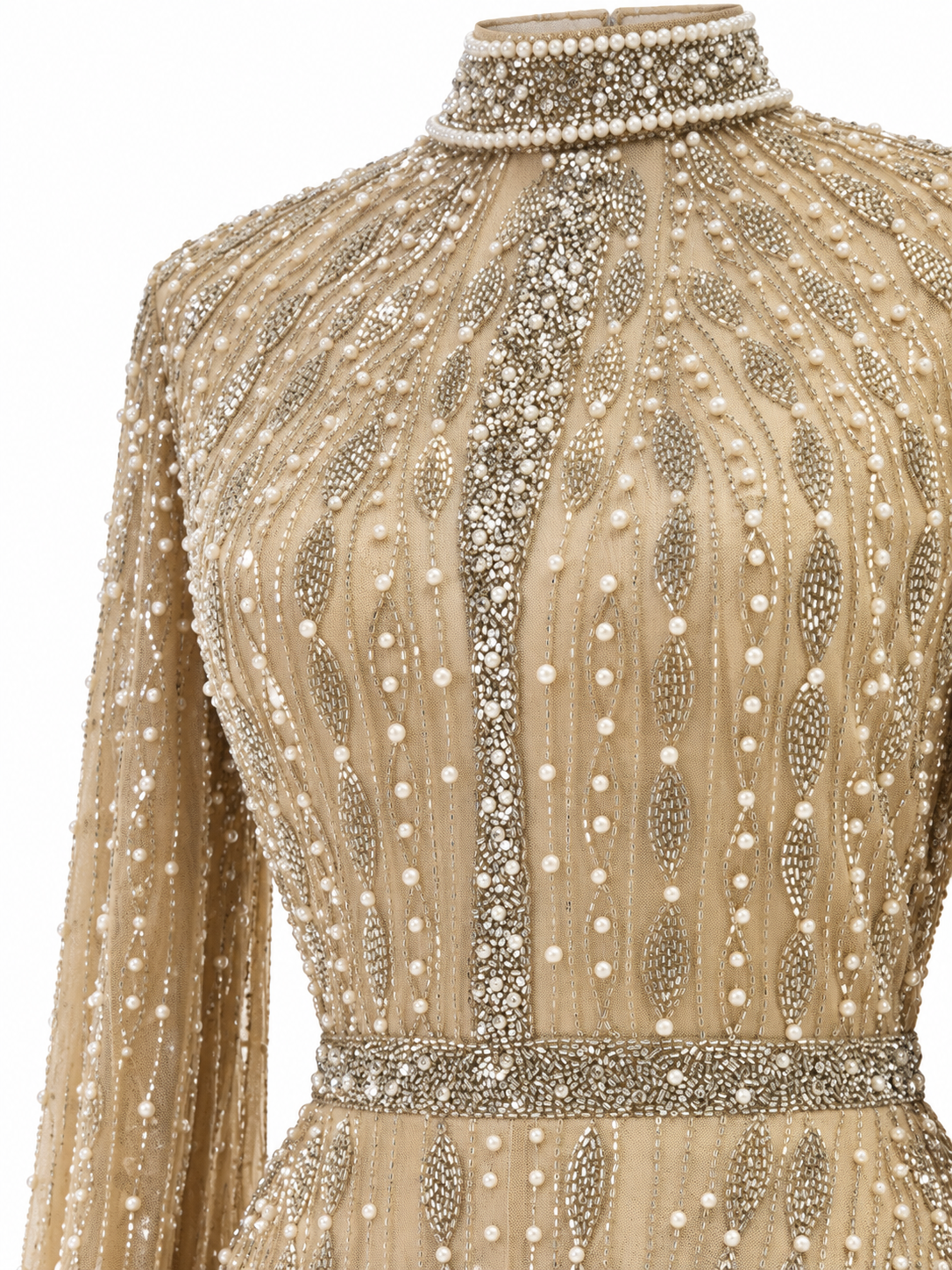 Couture Elarisse  Modest Evening Dress - Beige