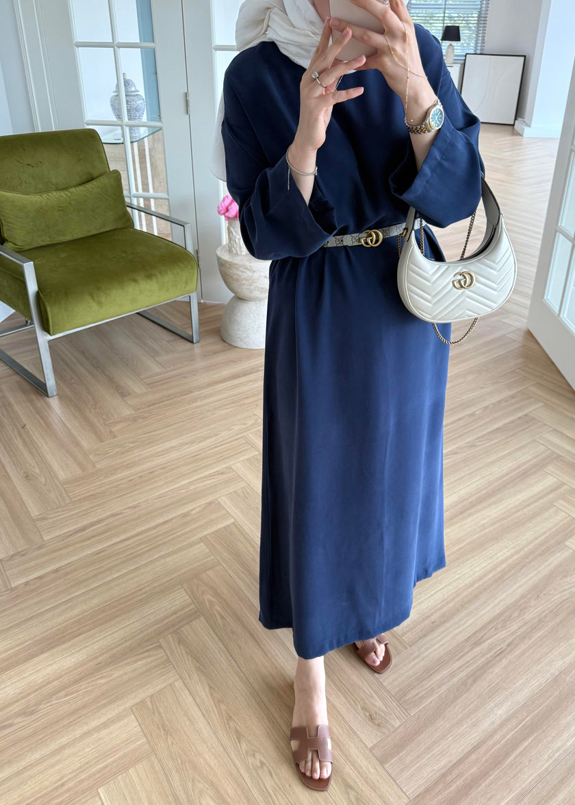 Tencel Basic Maxi Dress - Navy Blue