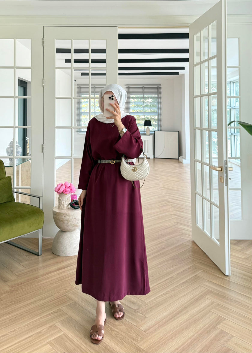 Tencel Basic Maxi Dress - Burgundy