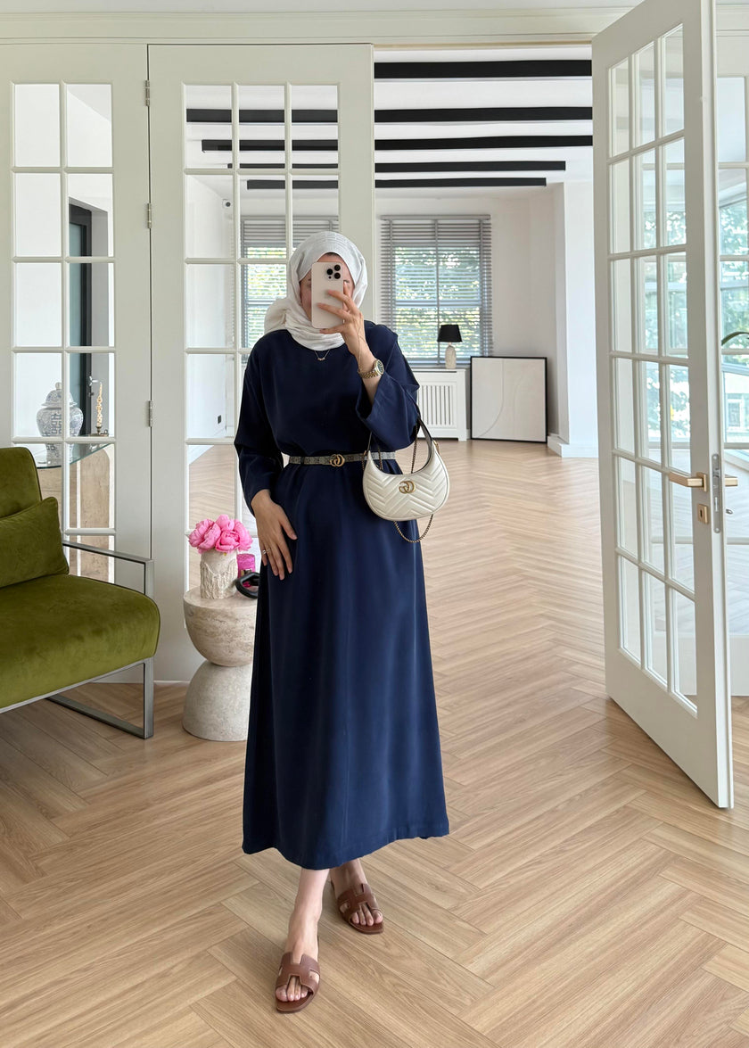 Tencel Basic Maxi Dress - Navy Blue
