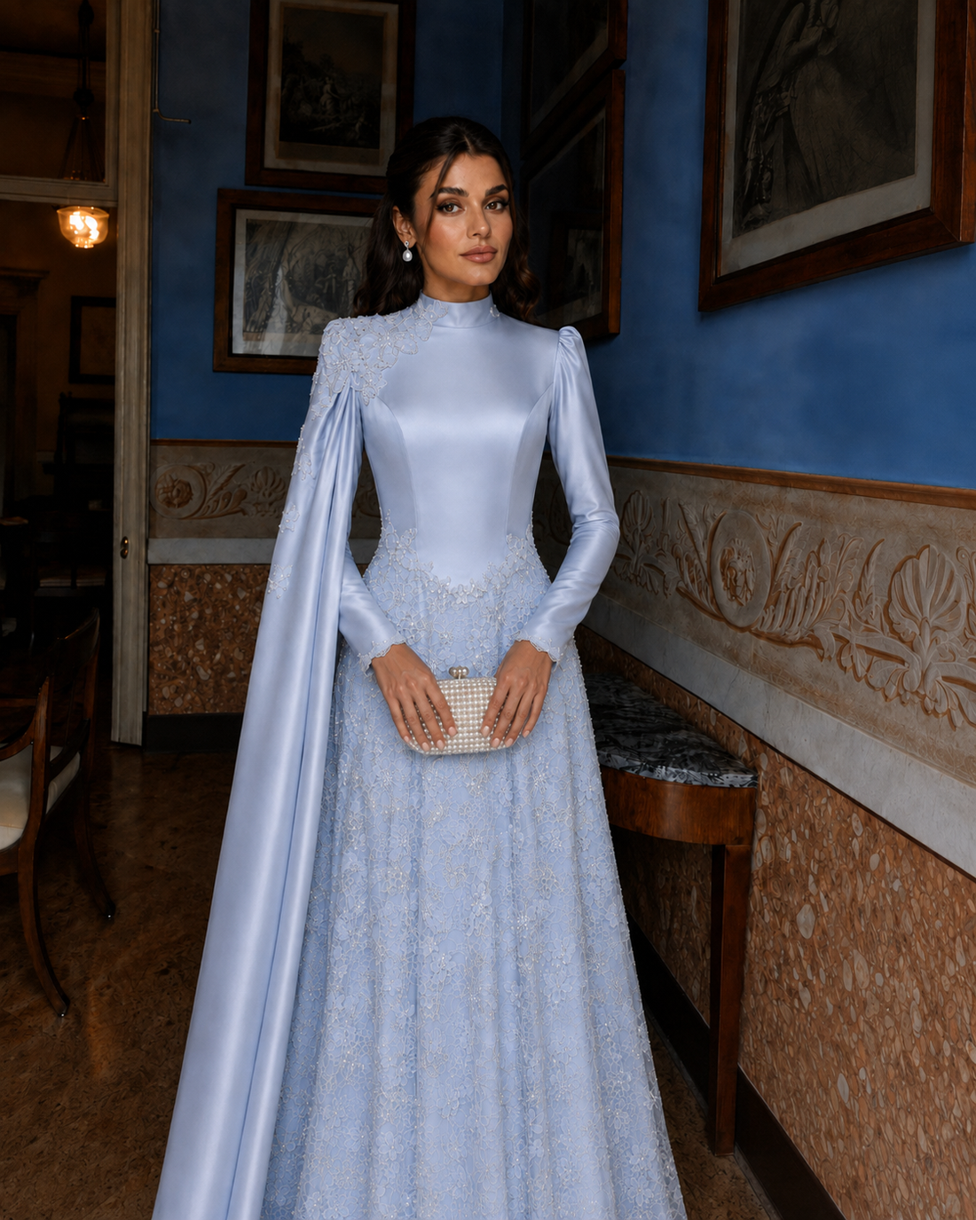 Pera Blue Couture Dress