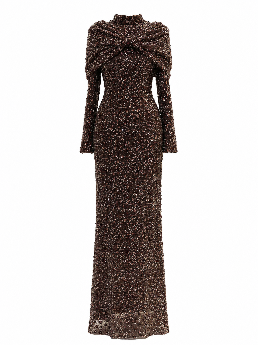 Bella Modest Evening Dress - Brown