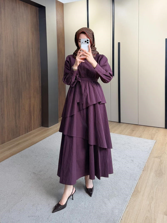 Lucca Layered Cupro Dress – Burgundy