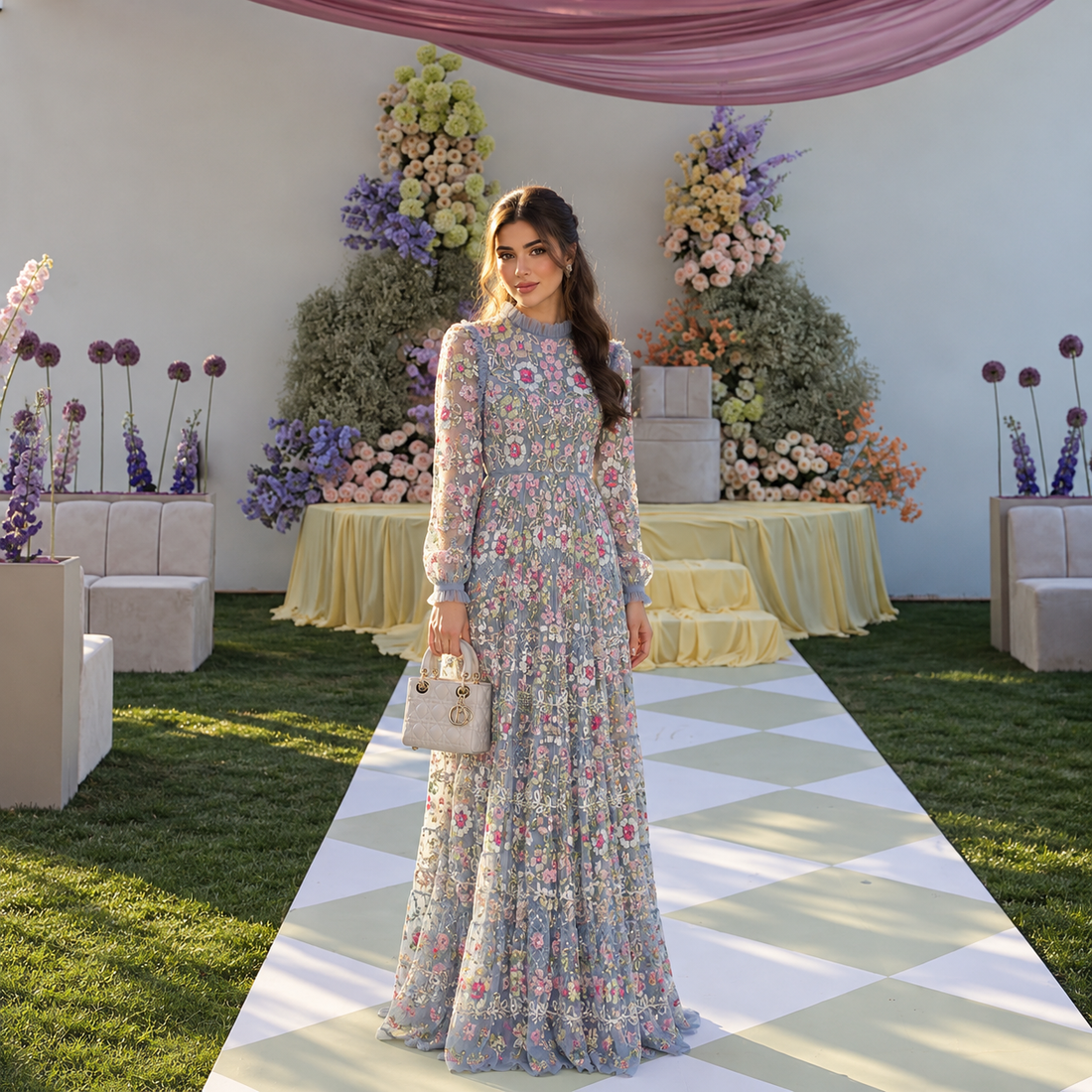 Couture Primrose Evening Dress - Cloudy