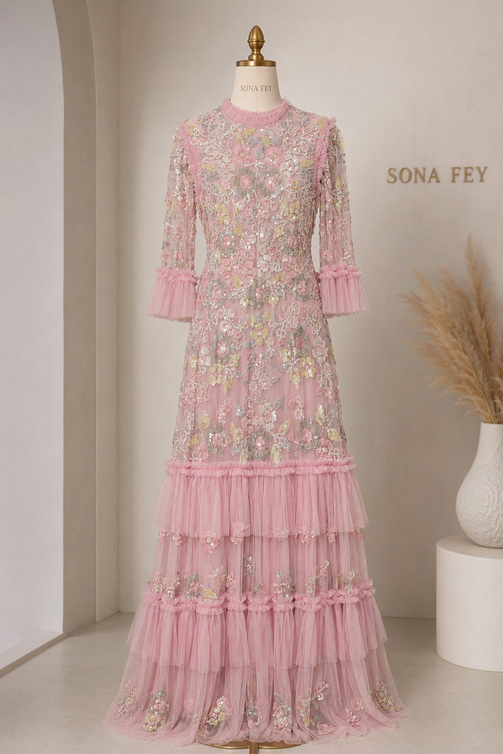 Couture Najma Abiye Elbise - Pembe