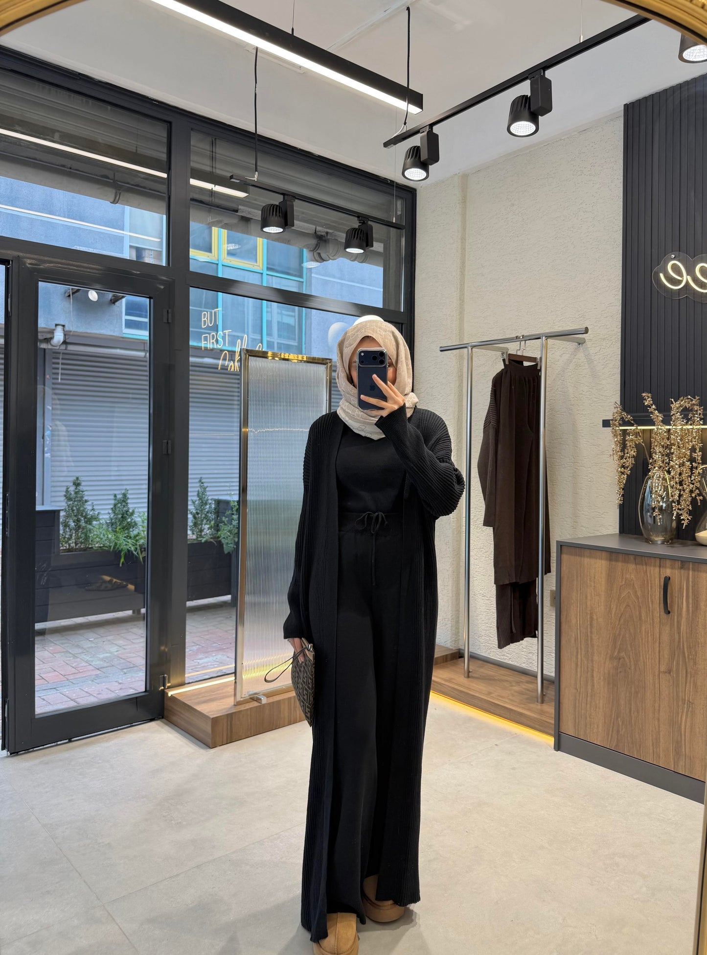 Cozy 3-Piece Knit Set – Black