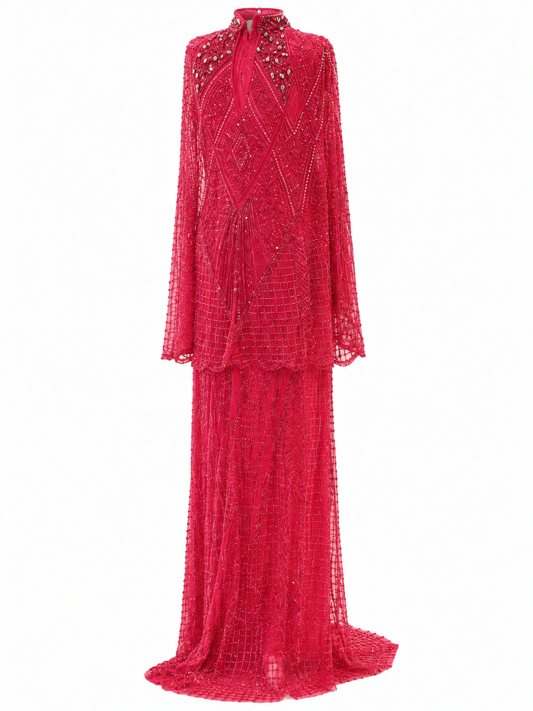 Couture Selenite Modest Evening Dress - Fuchsia