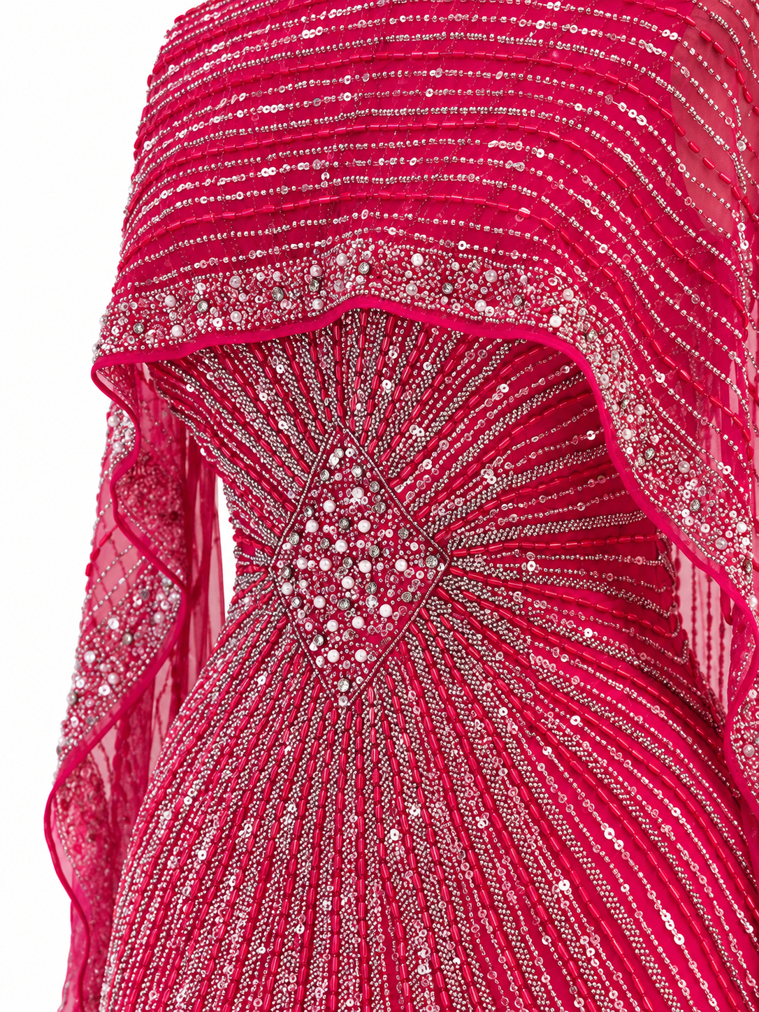 Couture Perla Modest Evening Dress - Fuchsia