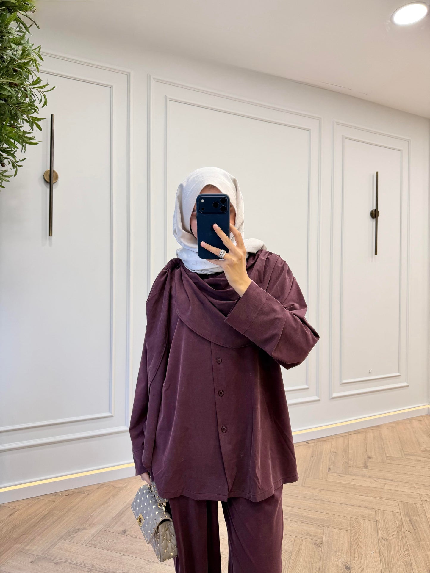 Burgundy Shawl Collar Tencel Co-Ords