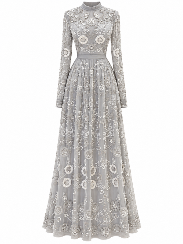 Couture Elowen Evening Dress - Grey