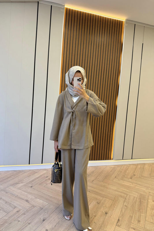 Kimono Tie-Belt Set – Khaki