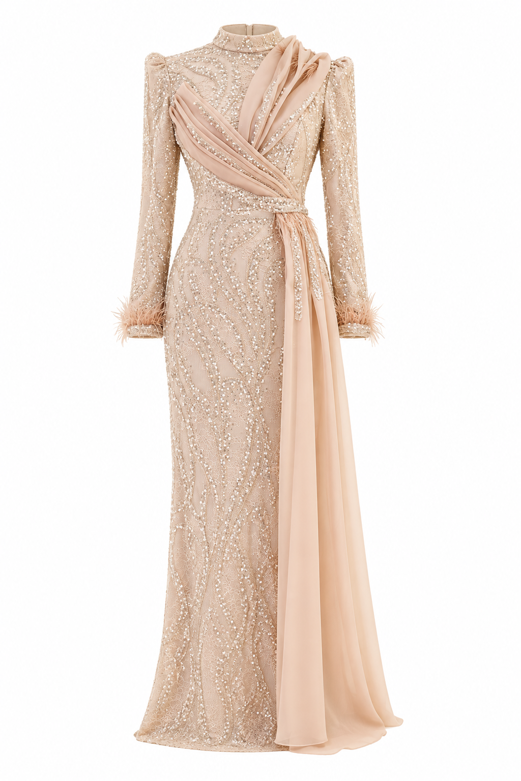 Amani Evening Dress - Beige