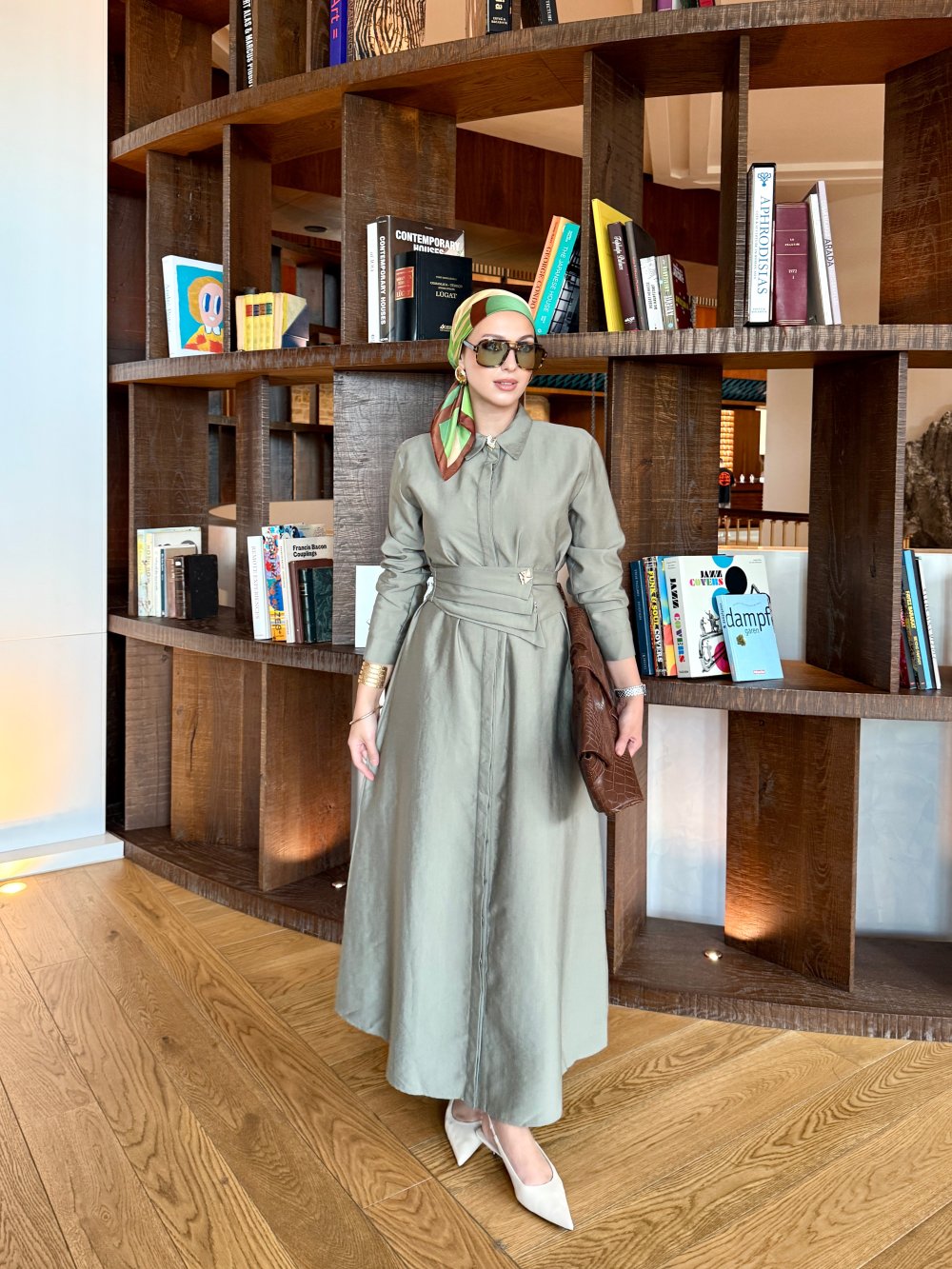 Buckle Detailed Chic Dress Khaki