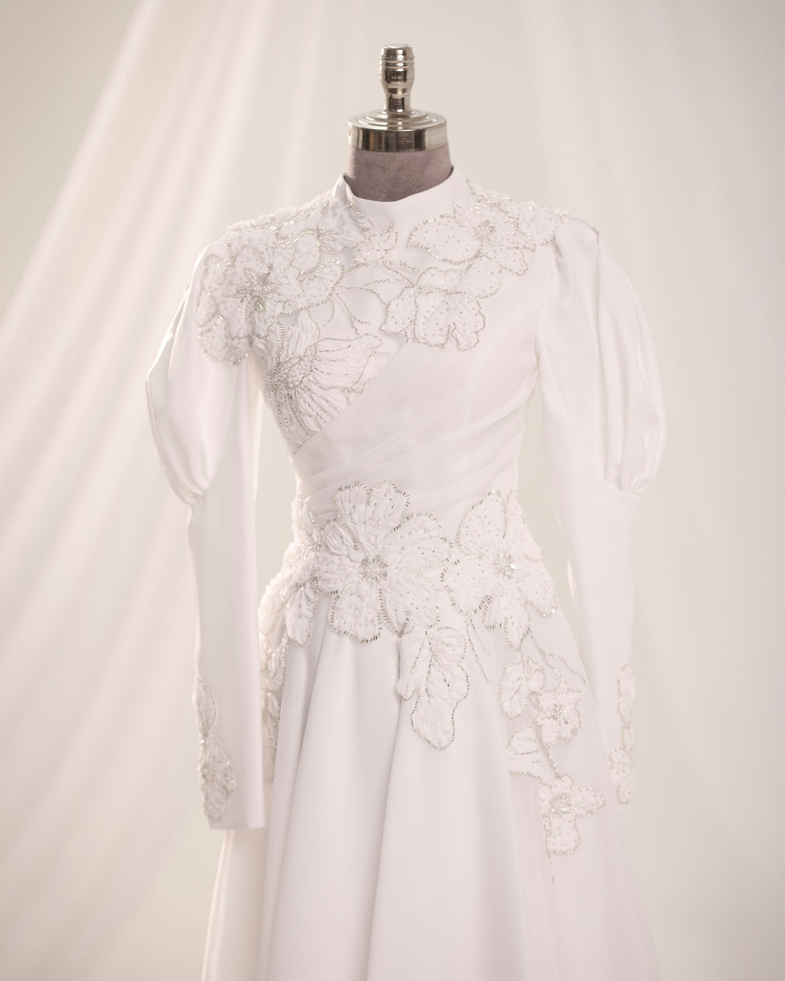 Floral Embellished Modest Evening Dress |