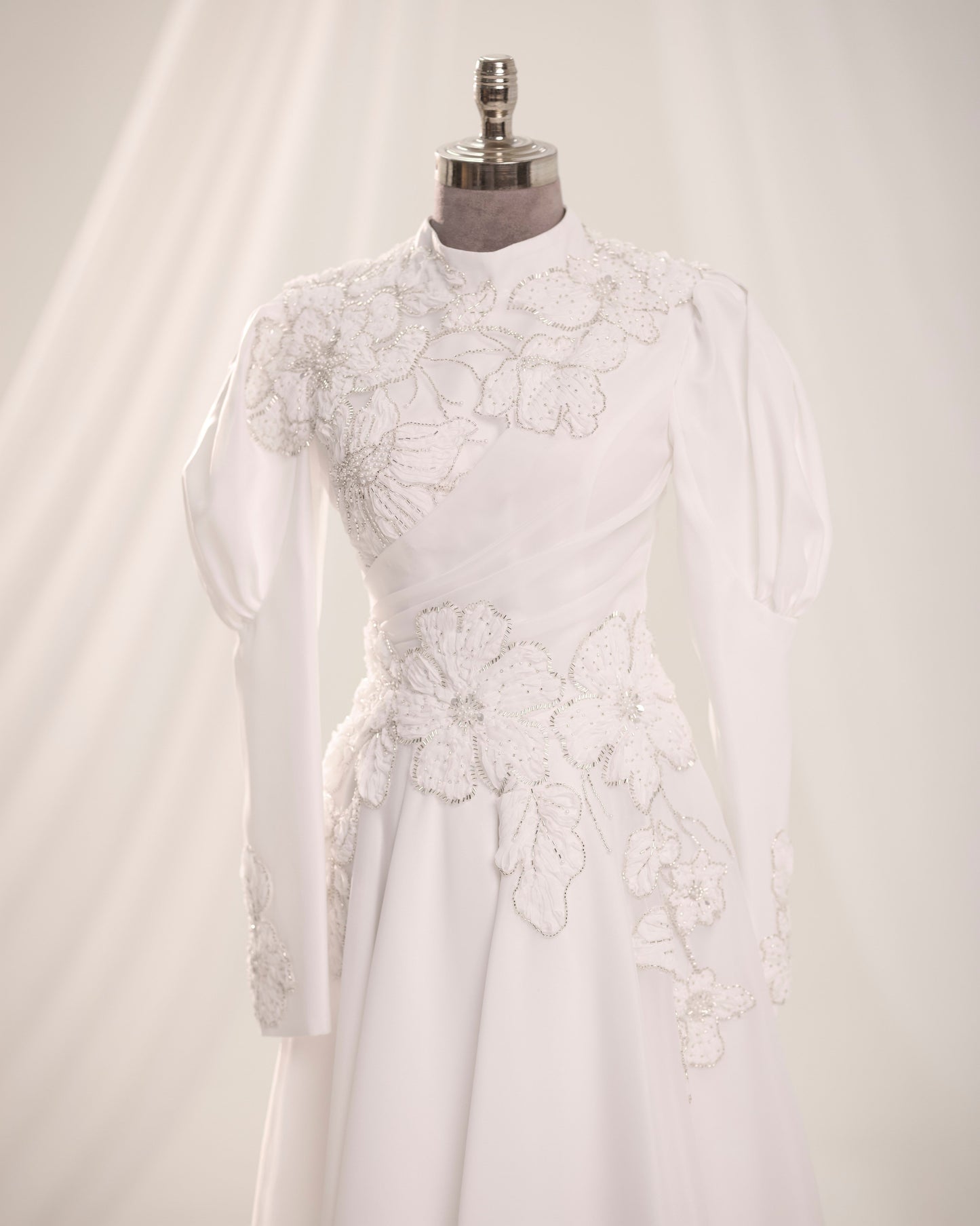 Floral Embellished Modest Evening Dress |