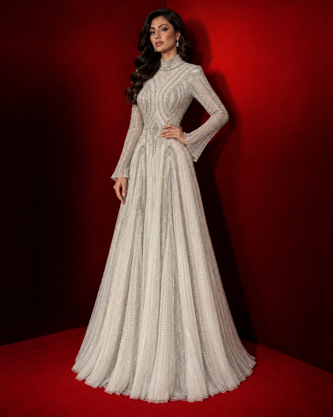 Couture Elissa Modest Evening Dress - Cream