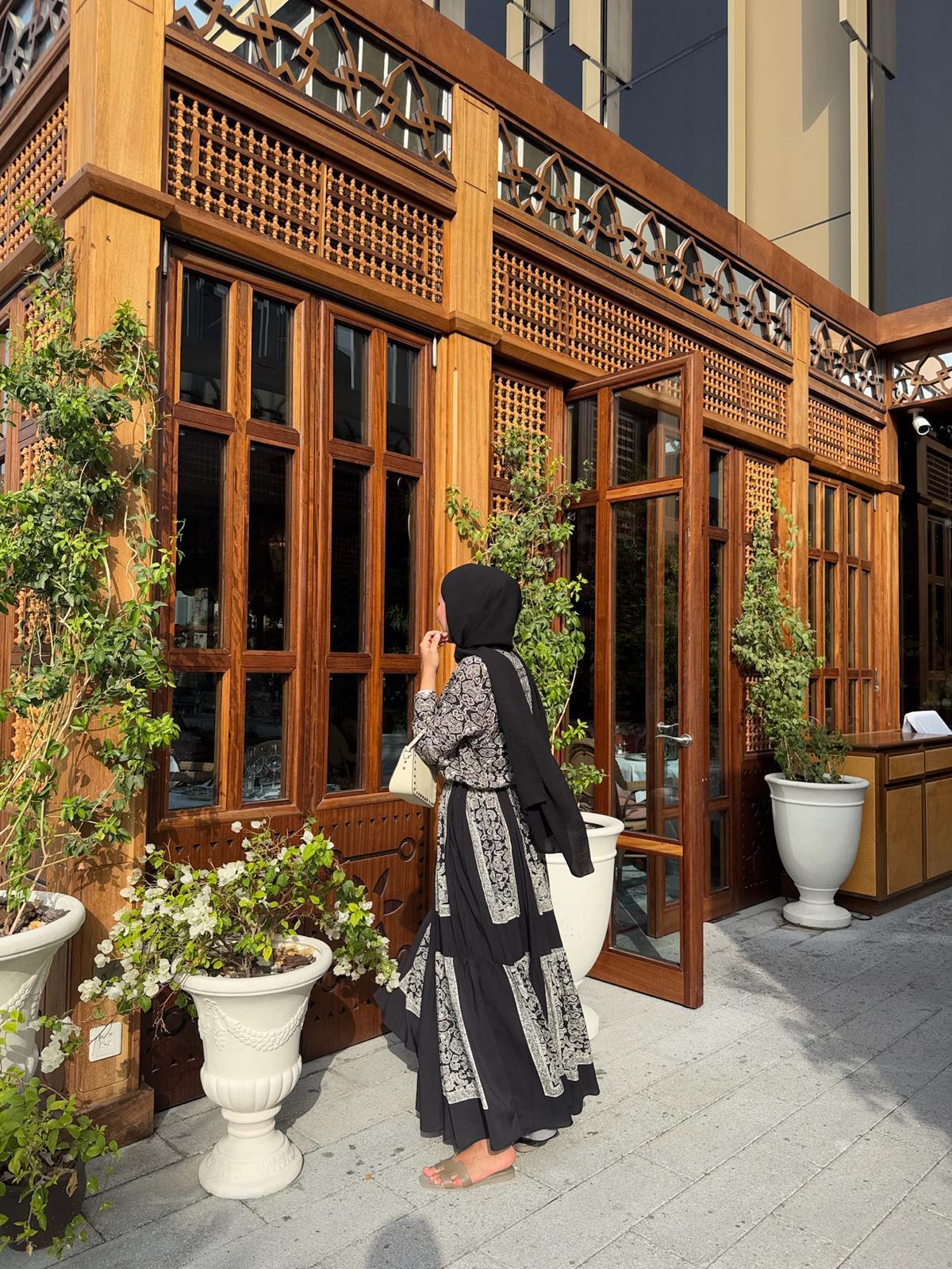 Lightweight Ethnic Shirt and Skirt Co-Ord in Black